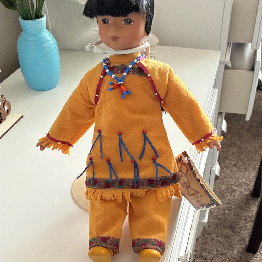 Traditional Yellow Doll with Beaded Outfit
